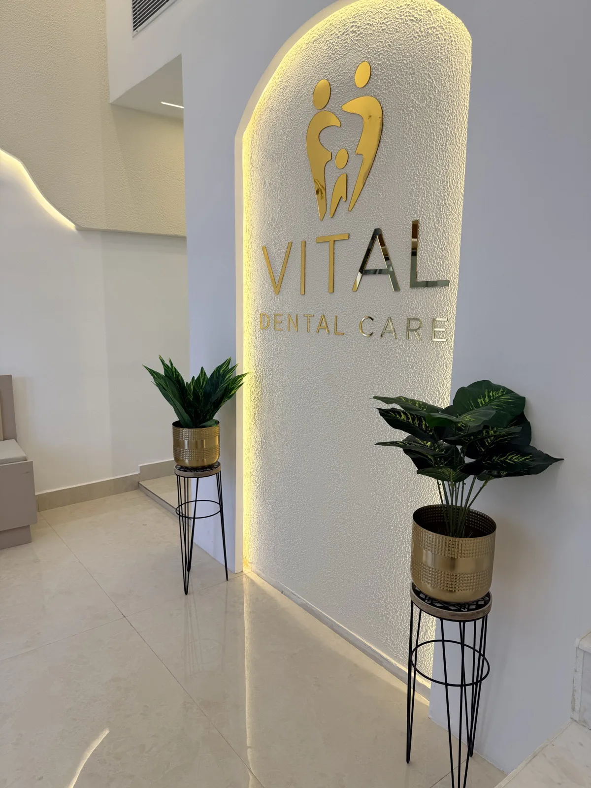Vital Dental Care Gurugram Gold Reception Lounge
